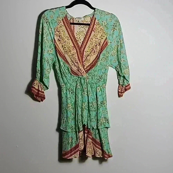 UMGEE Mixed Printed Faux Wrap Mini Dress Size Small - Picture 3 of 11